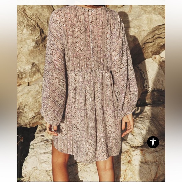 Zara Sequined Boho Dress Long Sleeve White Purple Festival Size Small - Picture 2 of 15